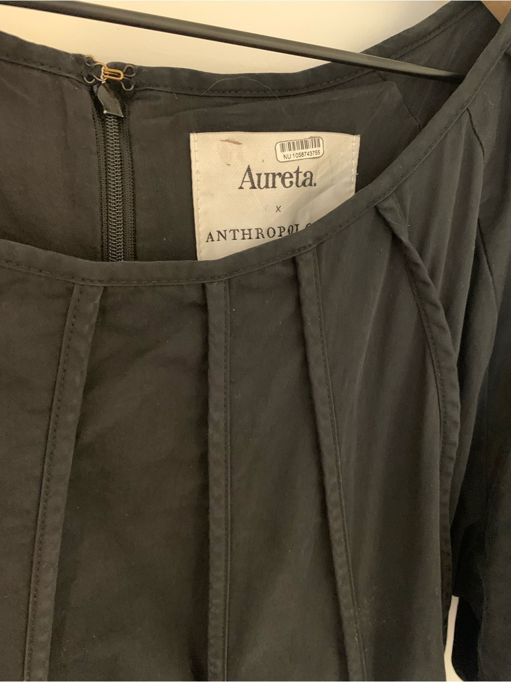 Anthropologie x Aureta Black Puff Sleeve Seamed A-Line Dress - Picture 12 of 12